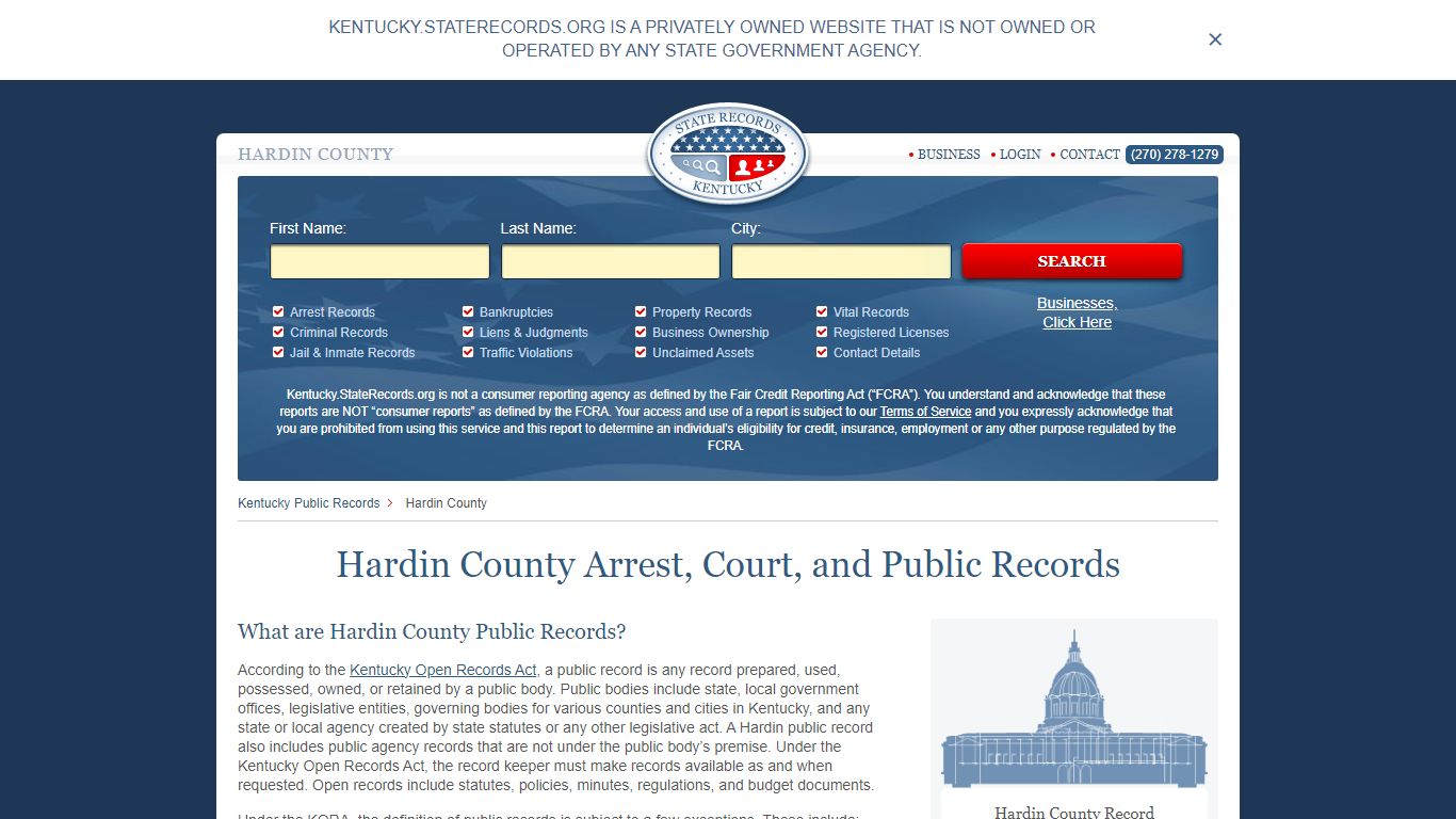 Hardin County Arrest, Court, and Public Records