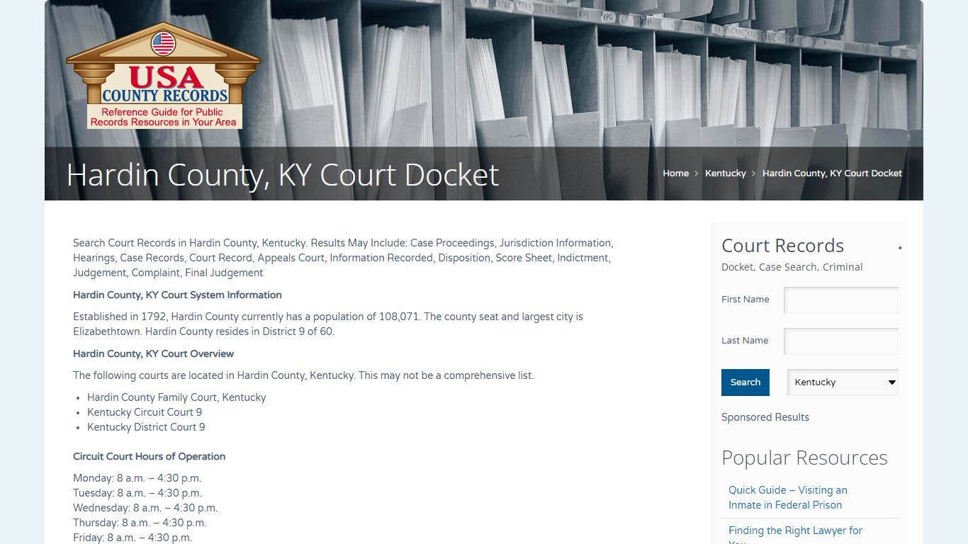 Hardin County, KY Court Docket | Name Search